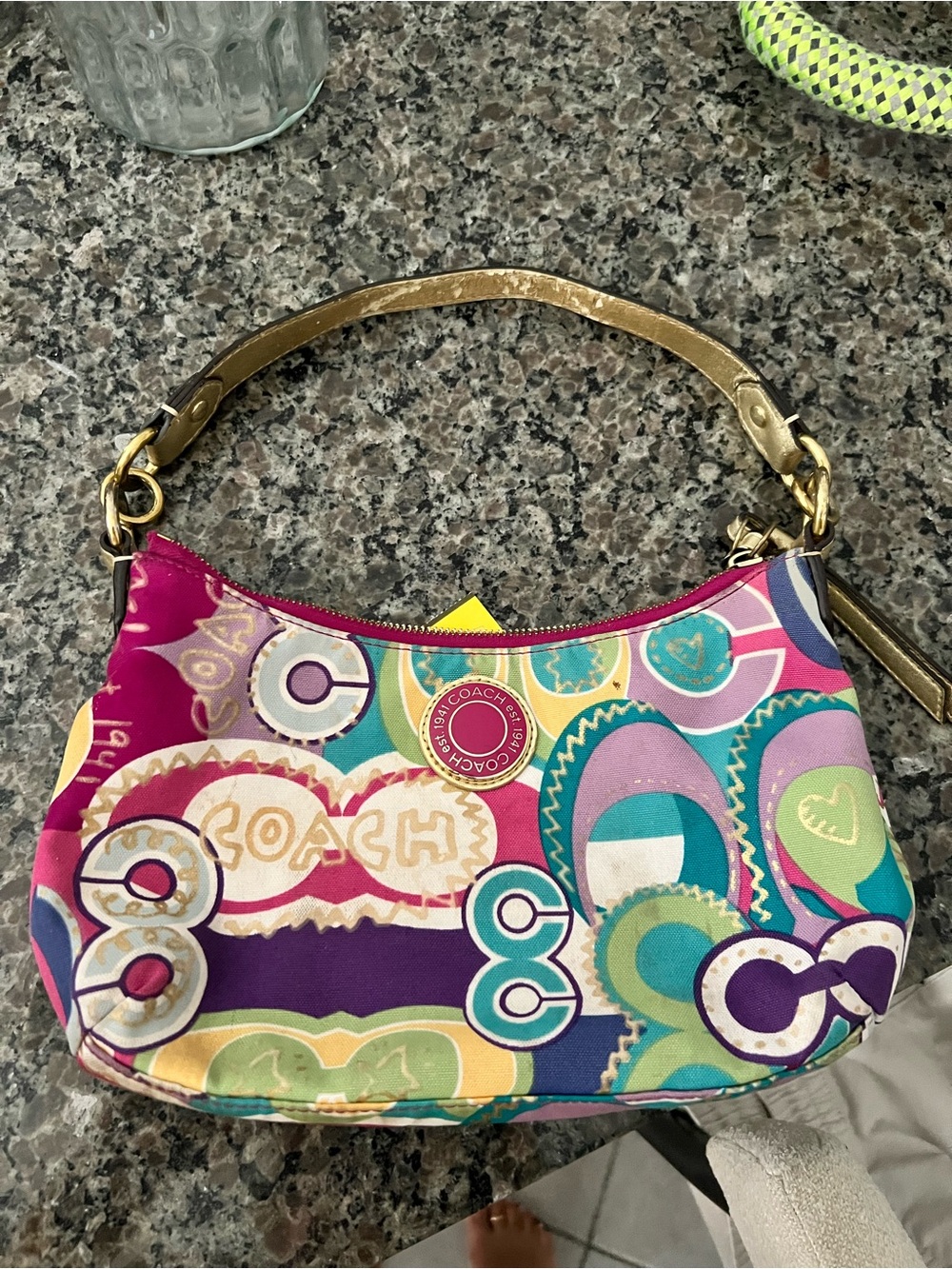 Coach Multicolor Mini Shoulder Bag with Gold Handle - Picture 1 of 11